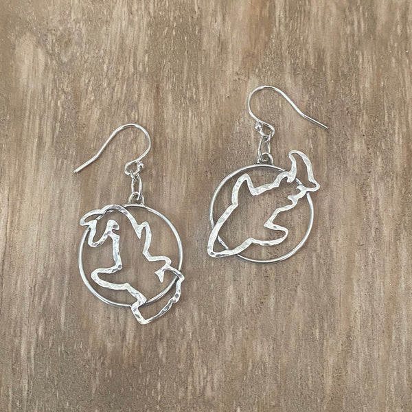 Hammered Shark Hoops— Sterling Silver