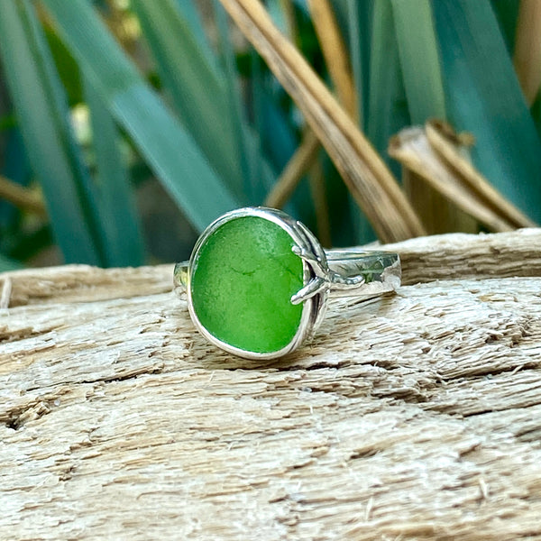 Lucky California Sea Glass Ring — Sterling Silver