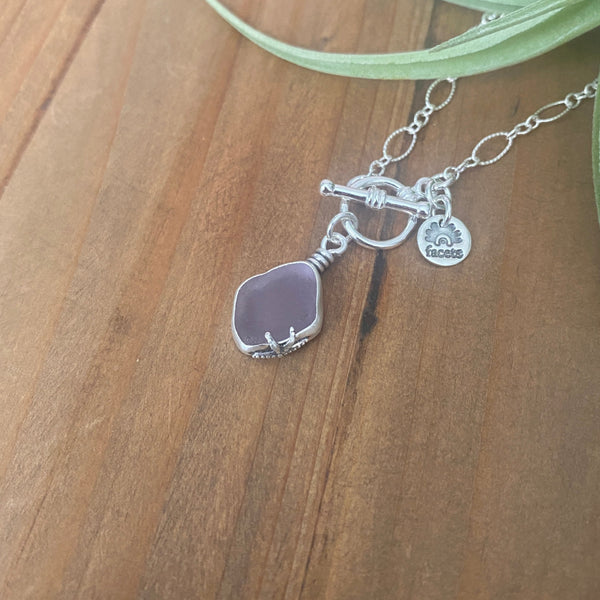 Signature Lavender Sea Glass Pendant— Sterling Silver