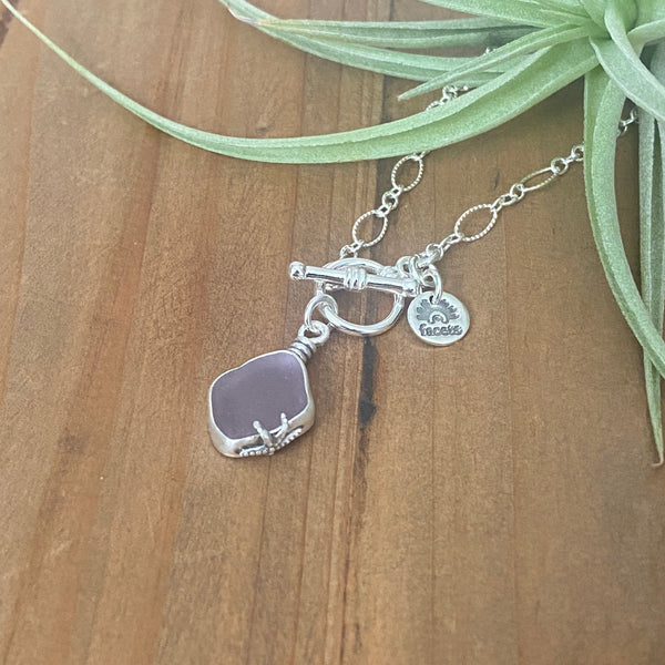 Signature Lavender Sea Glass Pendant— Sterling Silver