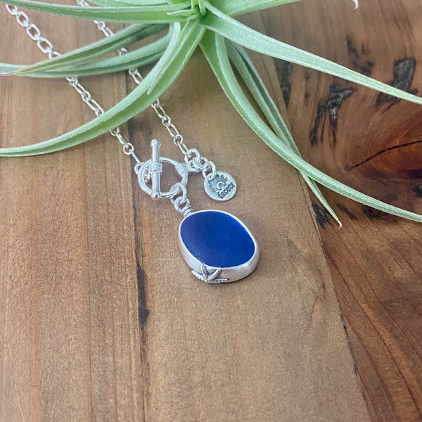 Signature Cobalt Blue Sea Glass Pendant— Sterling Silver