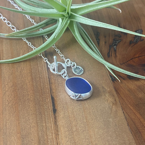 Signature Cobalt Blue Sea Glass Pendant— Sterling Silver