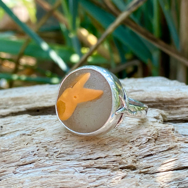 Mermaid Tail Sea Marble Ring — Sterling Silver