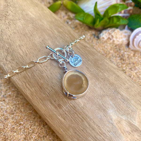 Vintage Peach Ohajiki Sea Glass Pendant— Sterling Silver
