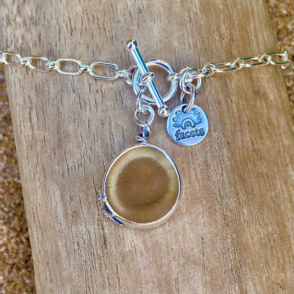 Vintage Peach Ohajiki Sea Glass Pendant— Sterling Silver