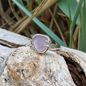 Lavender Sea Glass Ring — Sterling Silver
