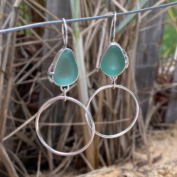 Signature Sea Glass Hoops — Sterling Silver