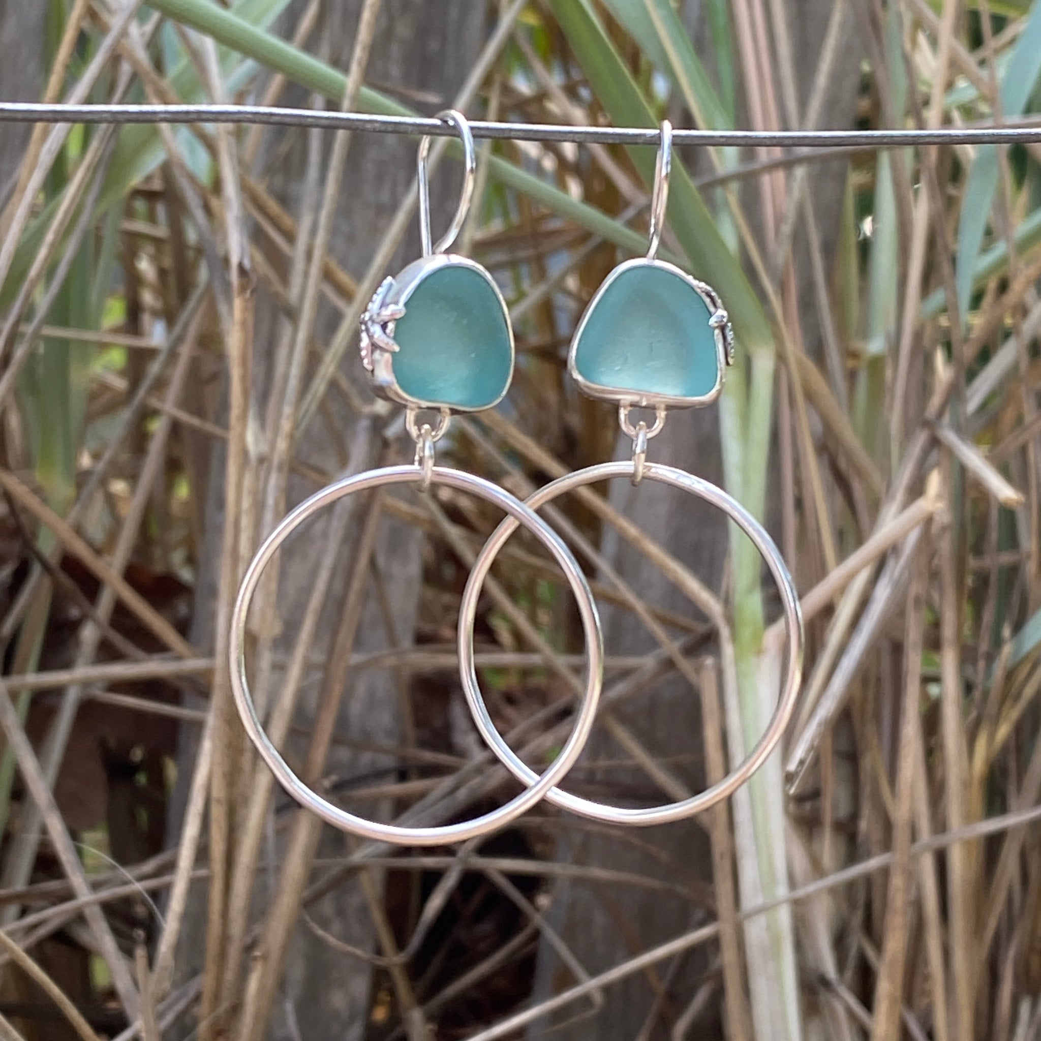 Signature Sea Glass Hoops — Sterling Silver