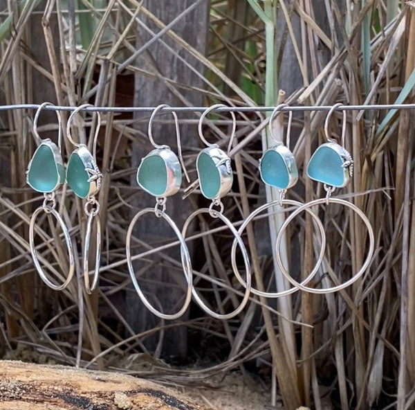 Signature Sea Glass Hoops — Sterling Silver