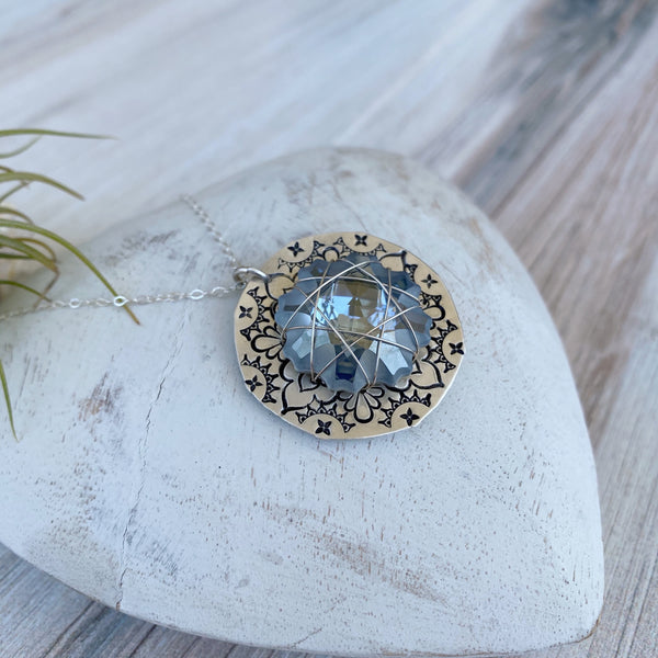 Large Crystal Mandala Necklace — Sterling Silver