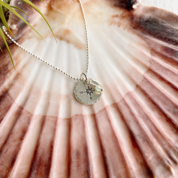 True North Compass Necklace — Sterling Silver