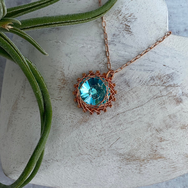Small Crystal Spiro Necklace — Copper