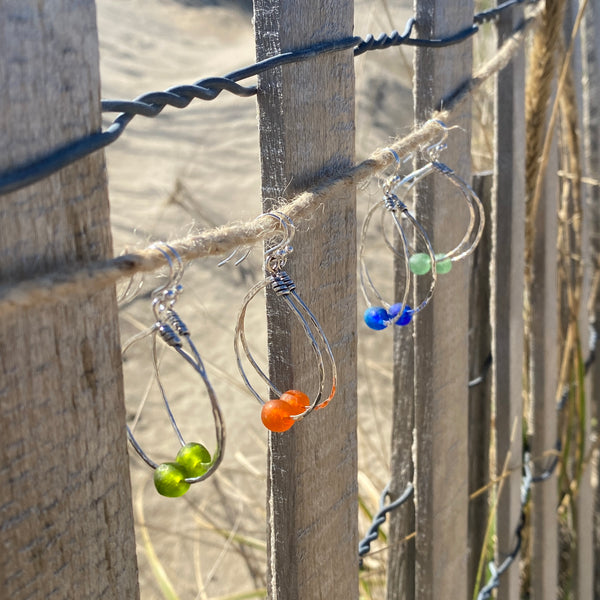 Recycled Glass Twisted Hoops — Sterling Silver