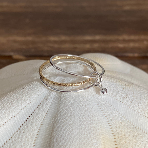 Triple Stacked GF/Silver Fidget Stacker Rings — Sterling Silver